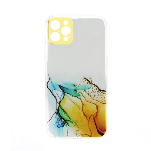 Θήκη Marble Clear Case Back Cover με Προστασία Κάμερας για iPhone 12 Pro Max (Πορτοκαλί)