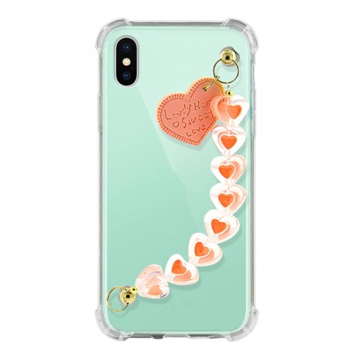 Θήκη Σιλικόνης Heart Chain Back Cover για iPhone X/XS (Πορτοκαλί)