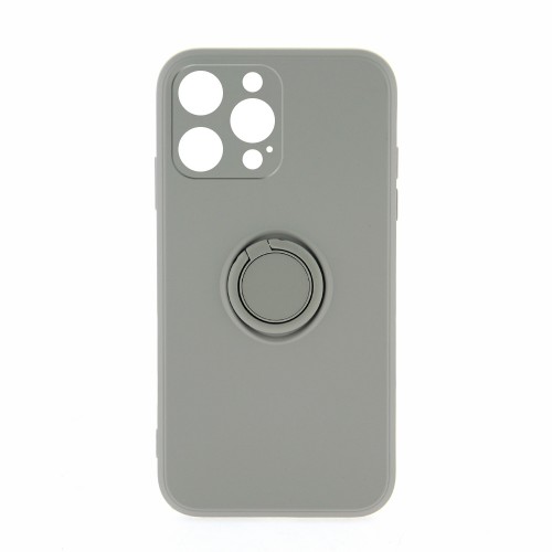 Θήκη Silicone Ring Back Cover με Προστασία Κάμερας για iPhone 14 Pro (Γκρί)