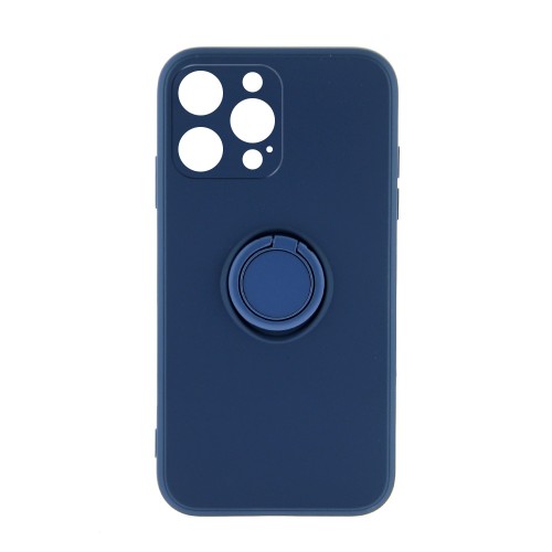 Θήκη Silicone Ring Back Cover με Προστασία Κάμερας για iPhone 14 Pro (Μπλε)
