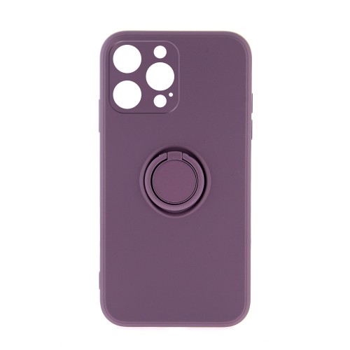 Θήκη Silicone Ring Back Cover με Προστασία Κάμερας για iPhone 12 Pro Max (Μωβ)
