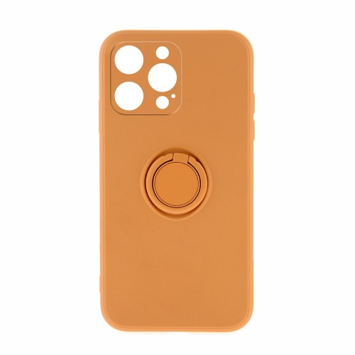 Θήκη Silicone Ring Back Cover με Προστασία Κάμερας για iPhone 14 Pro (Πορτοκαλί)