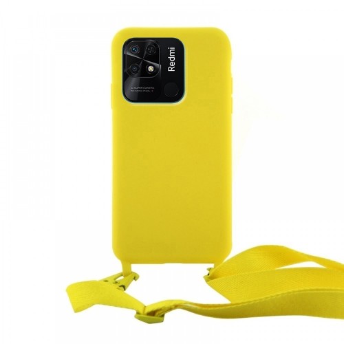 Θήκη OEM Σιλικόνης Matte Back Cover με Λουράκι για Xiaomi Redmi 10C (Canary Yellow) 