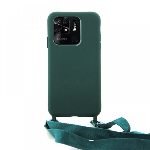 Θήκη OEM Σιλικόνης Matte Back Cover με Λουράκι για Xiaomi Redmi 10C (Casal Green)