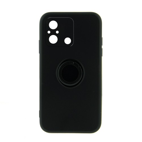 Θήκη Silicone Ring Back Cover με Προστασία Κάμερας για Xiaomi Redmi 12C (Μαύρο) 