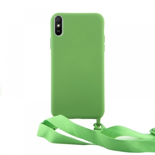 Θήκη OEM Σιλικόνης Matte Back Cover με Λουράκι για Xiaomi Redmi 9A (Pale Green)