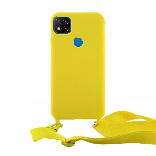 Θήκη OEM Σιλικόνης Matte Back Cover με Λουράκι για Xiaomi Redmi 9C (Canary Yellow) 