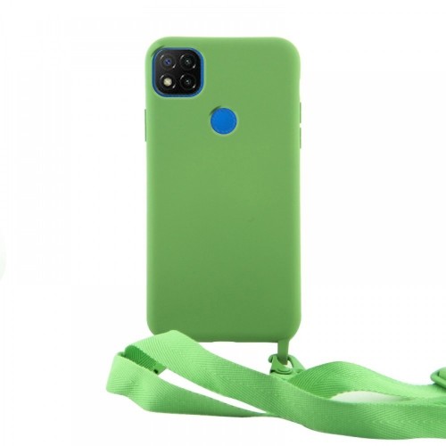 Θήκη OEM Σιλικόνης Matte Back Cover με Λουράκι για Xiaomi Redmi 9C (Pale Green) 