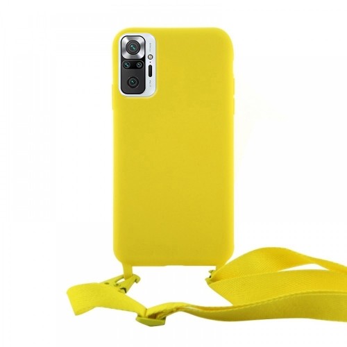 Θήκη OEM Σιλικόνης Matte Back Cover με Λουράκι για Xiaomi Redmi Note 10 Pro (Canary Yellow) 