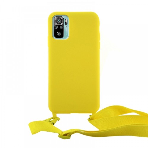 Θήκη OEM Σιλικόνης Matte Back Cover με Λουράκι για Xiaomi Redmi Note 10 / 10S (Canary Yellow) 