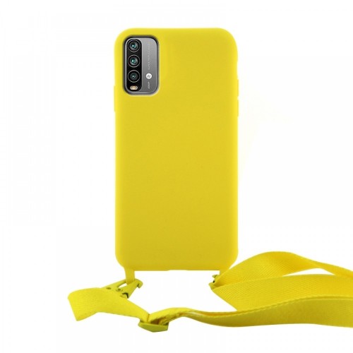 Θήκη OEM Σιλικόνης Matte Back Cover με Λουράκι για Xiaomi Redmi Note 9 4G (Canary Yellow)