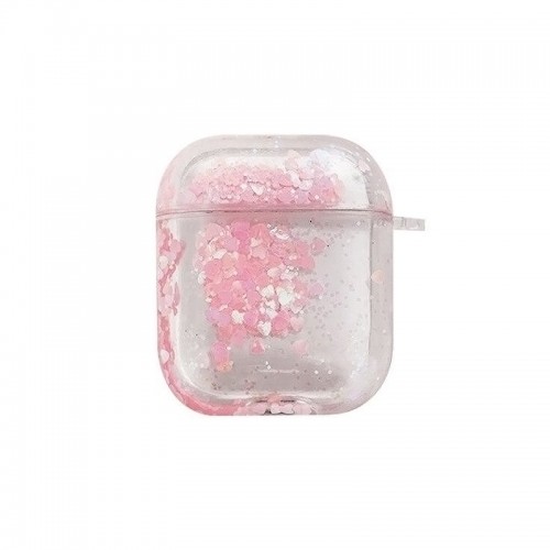 Θήκη Plastic Liquid Glitter για Apple AirPods (Ροζ Ανοιχτό)