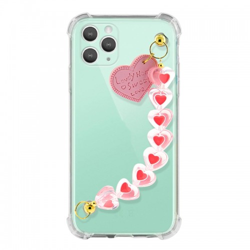 Θήκη Σιλικόνης Heart Chain Back Cover για iPhone 11 Pro (Ροζ) 