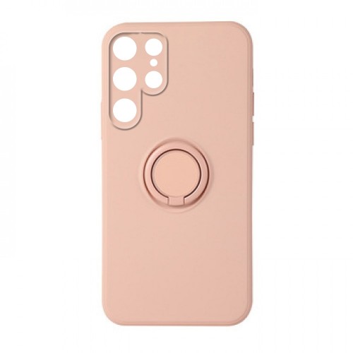 Θήκη Vennus Silicone Ring Back Cover με Προστασία Κάμερας για Samsung Galaxy S22 Ultra (Ροζ)