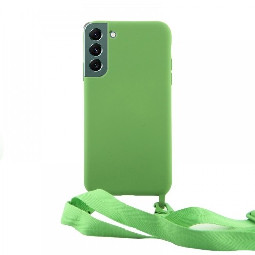 Θήκη OEM Σιλικόνης Matte Back Cover με Λουράκι για Samsung Galaxy S22 Plus (Pale Green) 