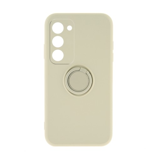Θήκη Silicone Ring Back Cover με Προστασία Κάμερας για Samsung Galaxy S23 Plus (Off White) 