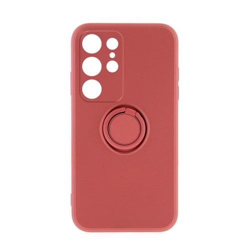 Θήκη Silicone Ring Back Cover με Προστασία Κάμερας για Samsung Galaxy S23 Ultra (Dark Pink)