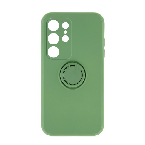 Θήκη Silicone Ring Back Cover με Προστασία Κάμερας για Samsung Galaxy S22 Ultra (Matcha Green)