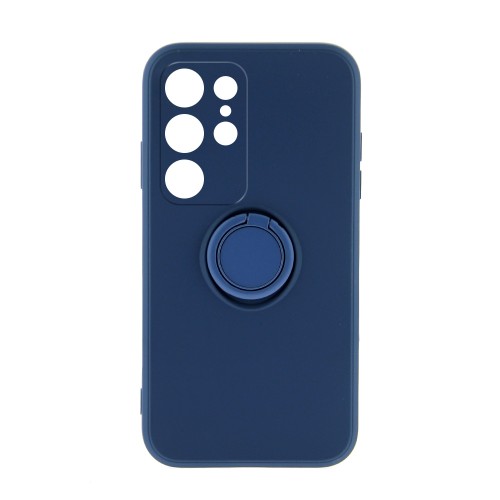 Θήκη Silicone Ring Back Cover με Προστασία Κάμερας για Samsung Galaxy S22 Ultra (Μπλε)