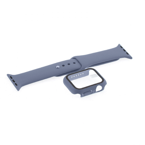 Θήκη Προστασίας με Tempered Glass & Λουράκι Σιλικόνης για Apple Watch 44mm (Σκούρο Γκρι)