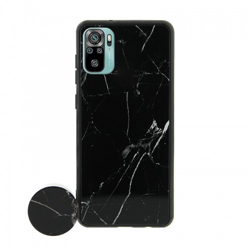 Θήκη με Popsocket Smooth Black Marble Back Cover για Samsung Galaxy A02S (Design) 