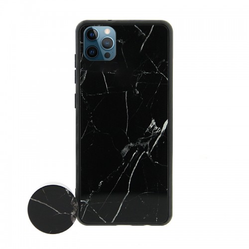 Θήκη με Popsocket Smooth Black Marble Back Cover για iPhone 11 (Design) 