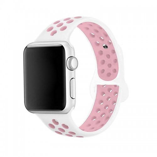 Ανταλλακτικό Λουράκι OEM Softband για Apple Watch 42/44mm (Άσπρο-Ροζ)