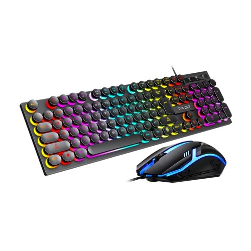 Σετ Gaming Ενσύρματο Πληκτρολόγιο και Ποντίκι T-Wolf TF270 Retro Punk με LED Φωτισμό 