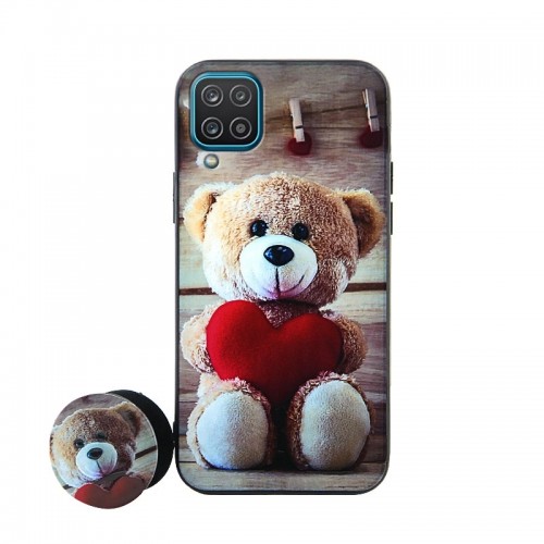 Θήκη με Popsocket Teddy Bear with Red Heart Back Cover για Samsung Galaxy A42 (Design)