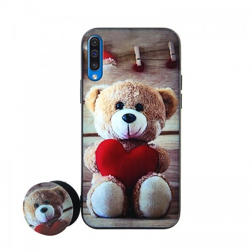 Θήκη με Popsocket Teddy Bear with Red Heart Back Cover για Samsung Galaxy A50/A50S/A30S (Design)
