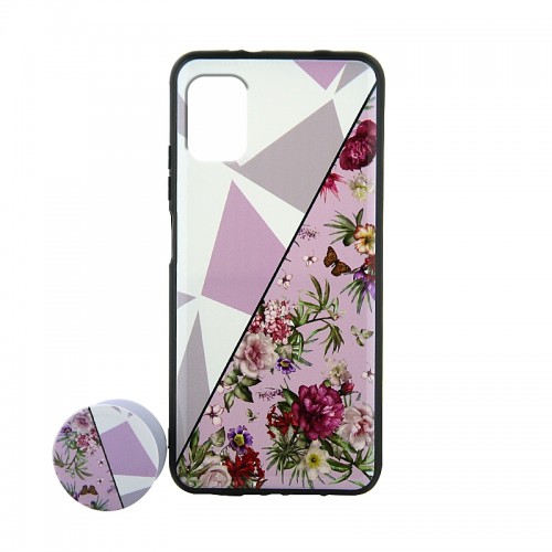 Θήκη με Popsocket Triangles & Floral Back Cover για Samsung Galaxy A31 (Design)