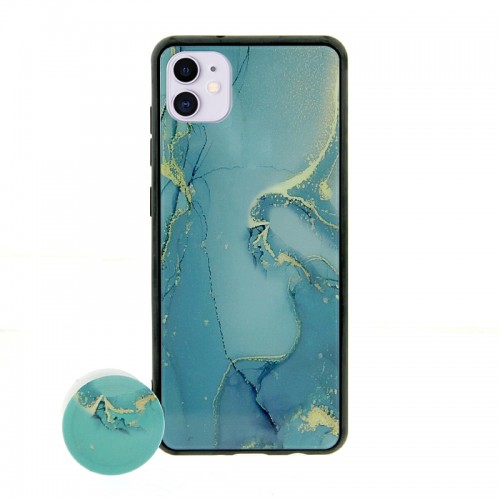 Θήκη με Popsocket Turquoise Marble Back Cover για iPhone 11 Pro Max (Design)