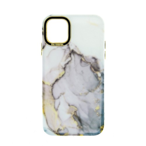 Θήκη Gold Accent Marble Back Cover Σιλικόνης για iPhone 11 (White)
