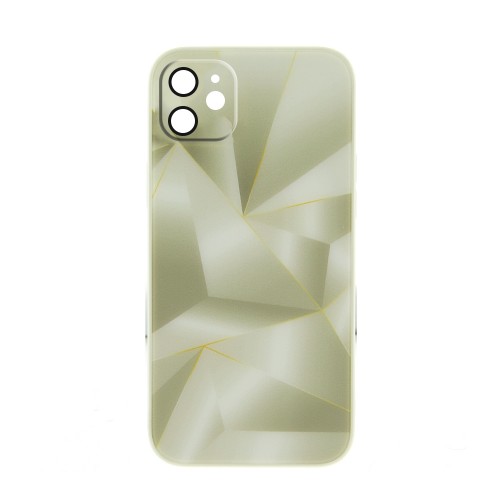 Θήκη Silicone & Glass White Lines Back Cover με Προστασία Κάμερας για iPhone 12 (Design)