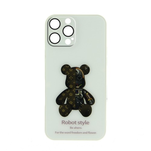 Θήκη Silicone & Glass White Back Cover με Προστασία Κάμερας για iPhone 13 Pro Max (Design)