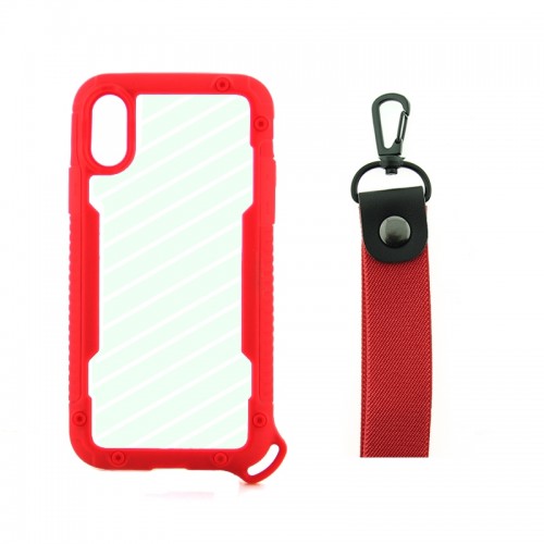 Θήκη OEM Bumper Back Cover με Λουράκι Χειρός για iPhone XS Max (Κόκκινο)