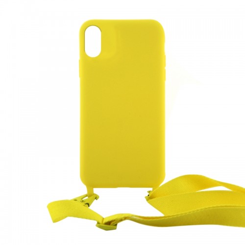 Θήκη OEM Σιλικόνης Matte Back Cover με Λουράκι για iPhone X/XS (Canary Yellow)