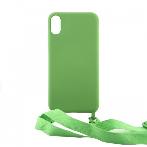 Θήκη OEM Σιλικόνης Matte Back Cover με Λουράκι για iPhone XS Max (Pale Green)