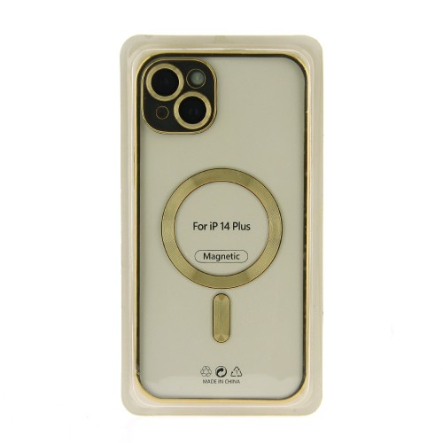 Θήκη Magnetic Metalic Back Cover με Προστασία Κάμερας για iPhone 14 (Χρυσό)