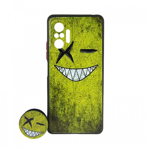 Θήκη με Popsocket Yellow Smile Back Cover για Xiaomi Redmi Note 10 Pro (Design)