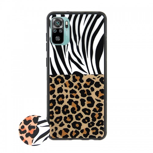 Θήκη με Popsocket Zebra and Leopard Back Cover για Xiaomi Redmi Note 10 (Design)