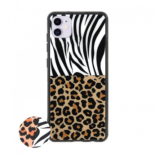 Θήκη με Popsocket Zebra and Leopard Back Cover για iPhone 11 Pro Max (Design)