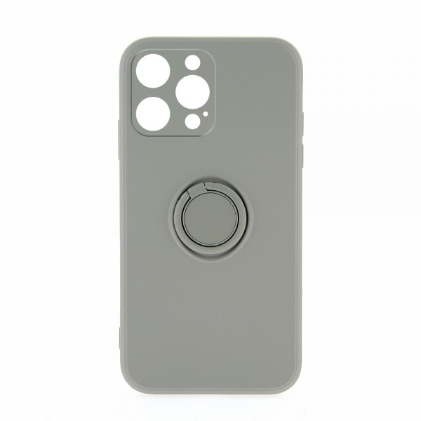 Θήκη Silicone Ring Back Cover με Προστασία Κάμερας για iPhone 14 Pro Max (Γκρί)