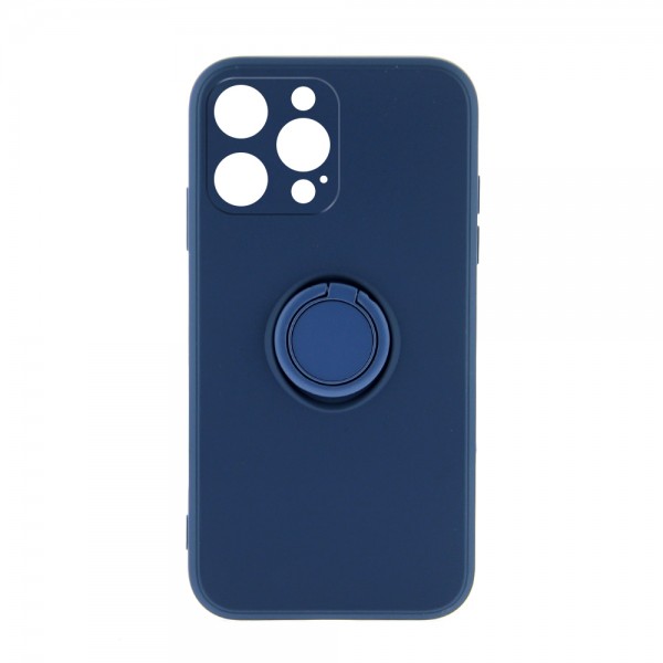 Θήκη Silicone Ring Back Cover με Προστασία Κάμερας για iPhone 14 Pro Max (Μπλε) 