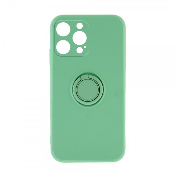Θήκη Silicone Ring Back Cover με Προστασία Κάμερας για iPhone 14 Pro Max (Βεραμάν)